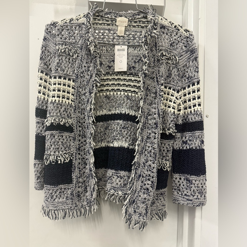 Chico’s Women's Black and White Knit blazer Sweater